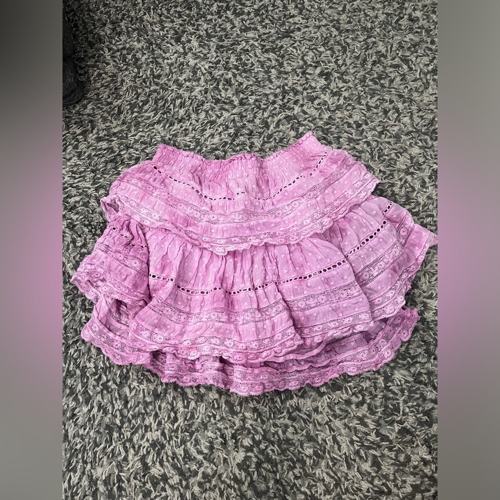NWOT LoveShackFancy Pink Ruffle Skirt Size XS